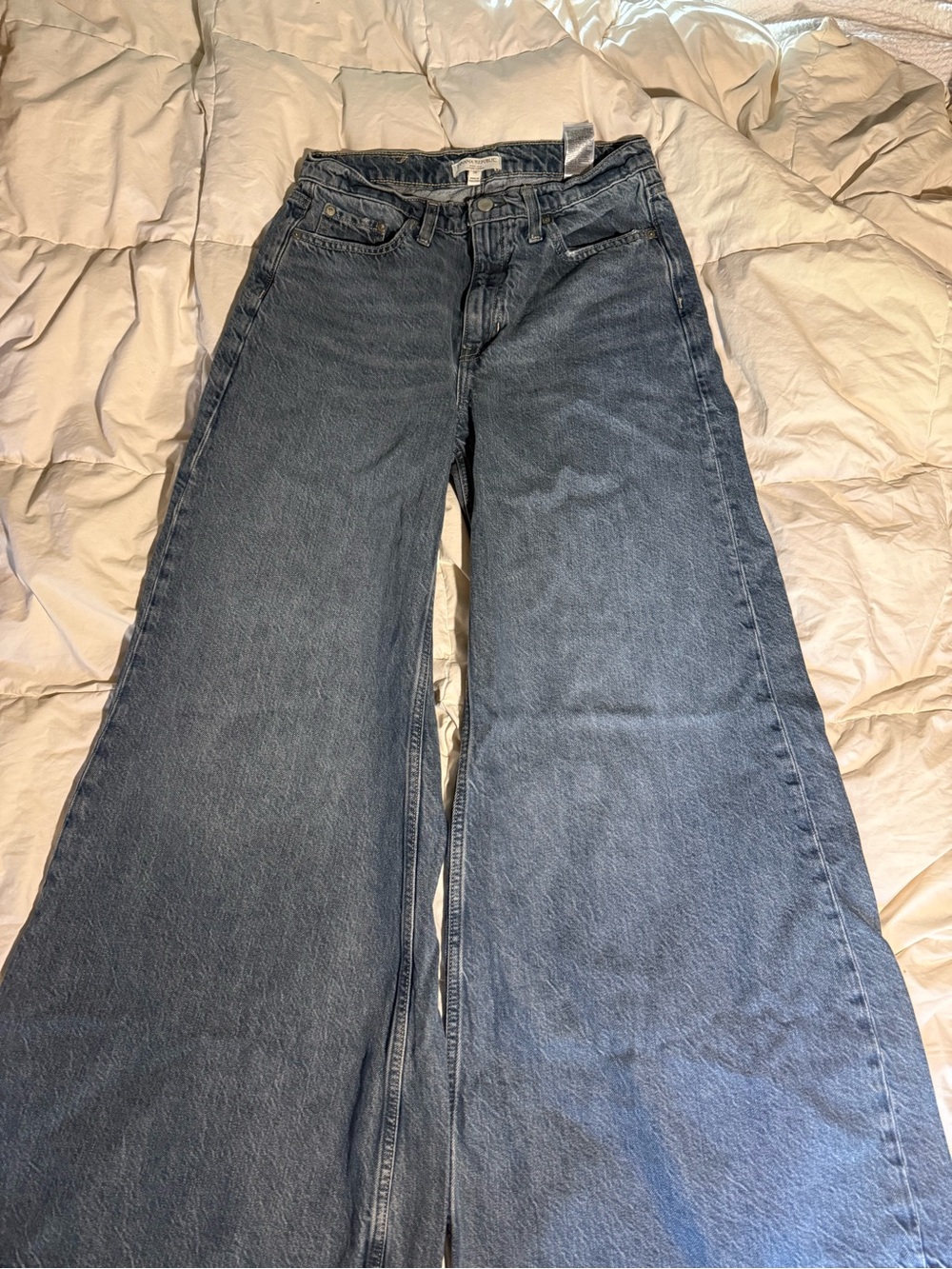 Banana Republic Wide-Leg Jeans in Washed Blue Denim